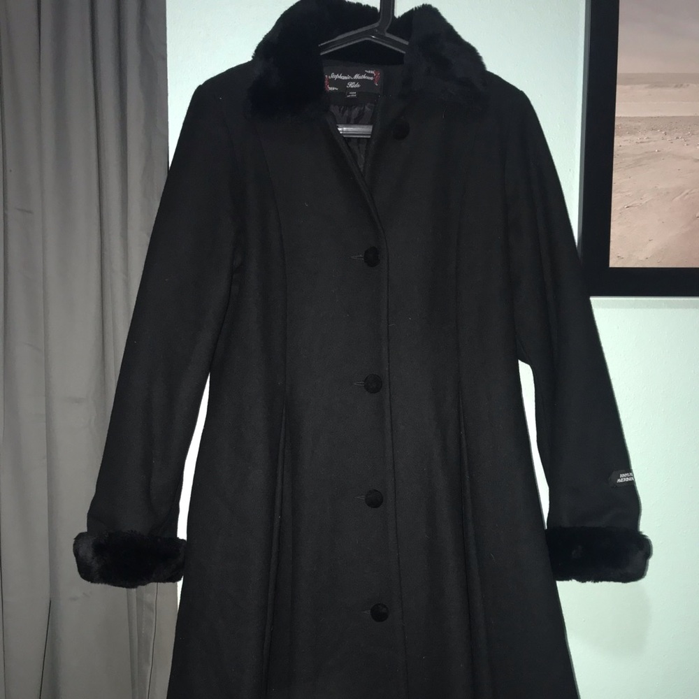 Elegant long black evening coat